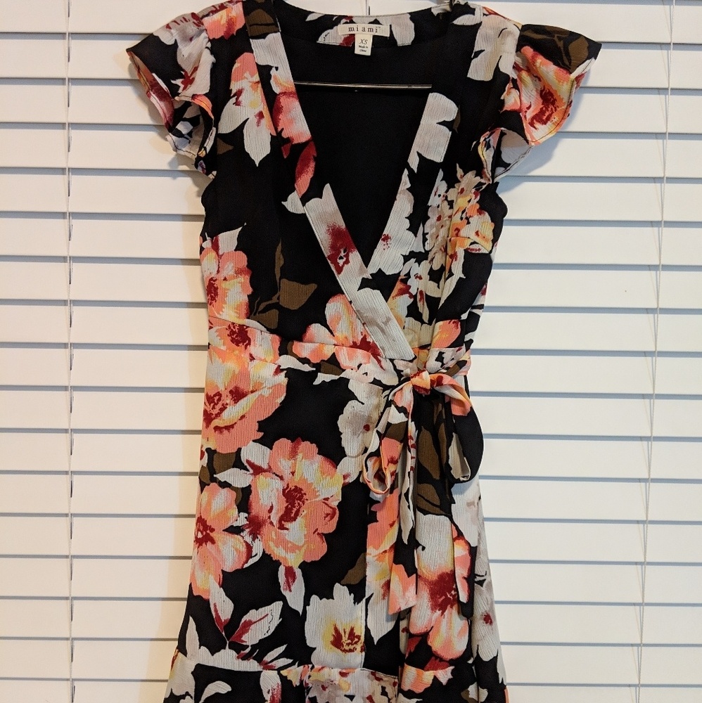 Francesca's Miami Floral Wrap Summer Dress